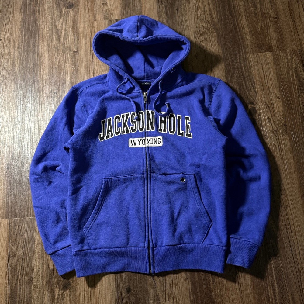 Jackson Hole Wyoming Zip Up‎ Hoodie, Mens Medium, Souvenir Sweatshirt
